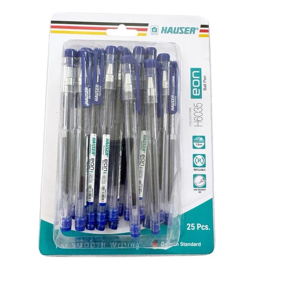 NEW 25 pcs. Hauser EON German Ball Pen BLUE 1.0mm Refillable Comfort Grip - Picture 2 of 10